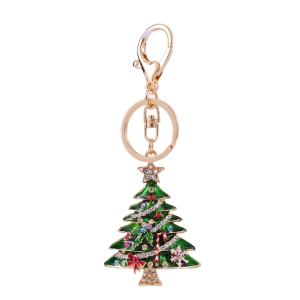 Christmas Tree Rhinestone Keychain KY320056 GOLD
